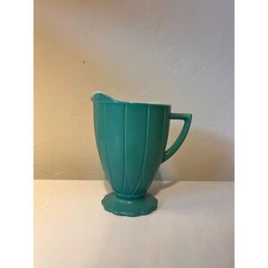 Vintage Hazel Atlas Platonite Milk Glass Green Creamer